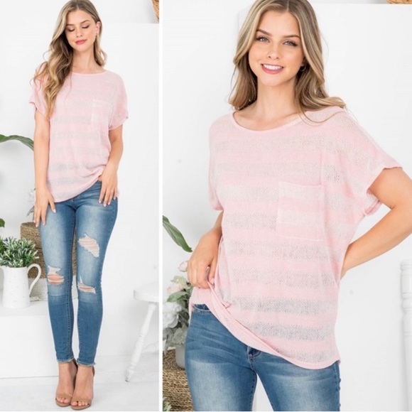 cy fashion Tops - 🎉HP🎉 NWT CY fashion boutique brand pink striped top size large